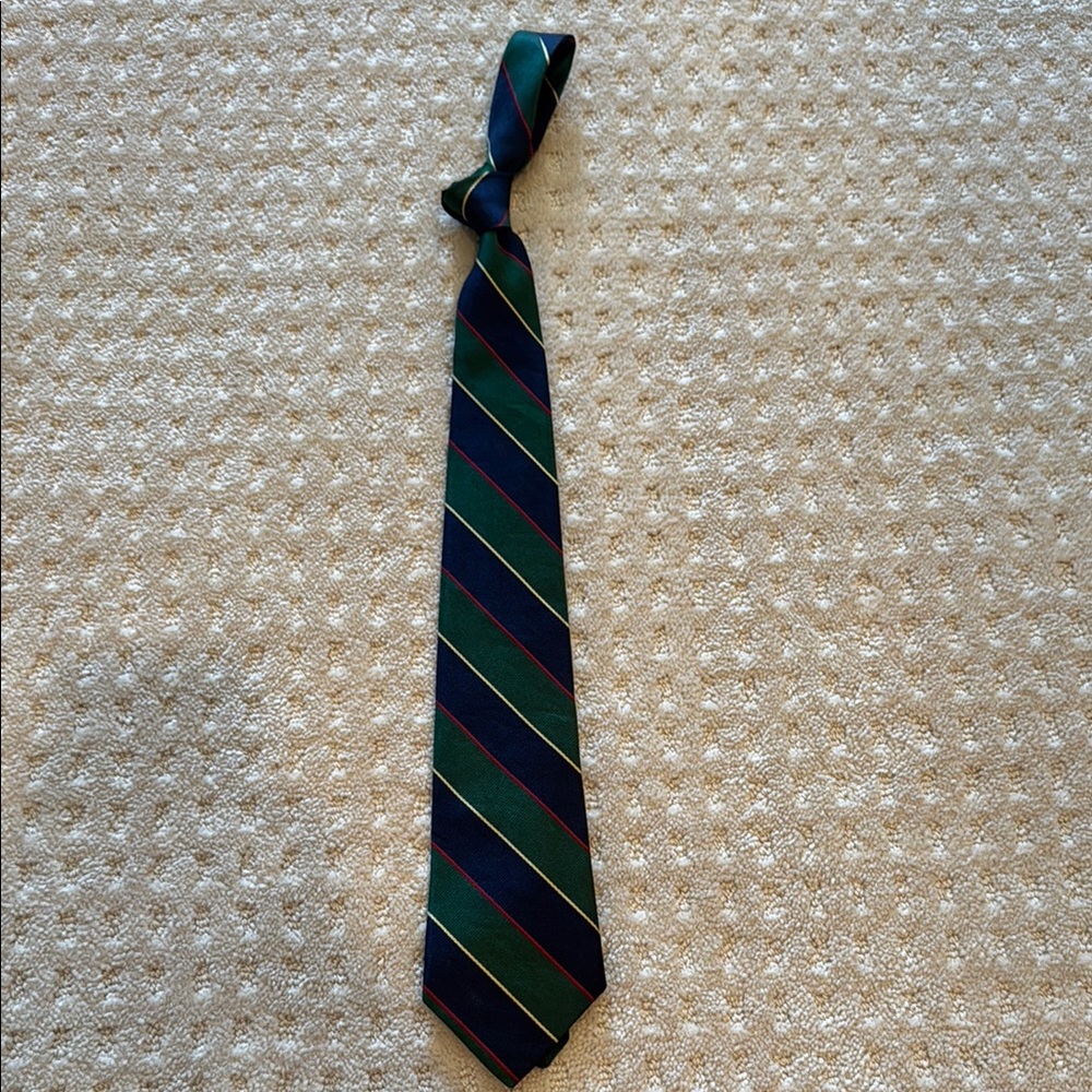 Brooks Brothers Kids Green and Blue Silk Striped Tie